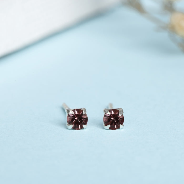 Radiant Maroon Majesty 925 Sterling Silver Stud Earrings
