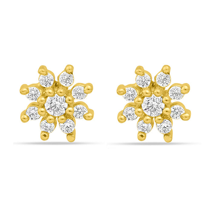 Women's gold floral 925 Sterling Silver stud earrings with cubic zirconia – Zavya