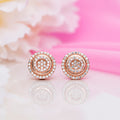 Radiant Orb Rose Gold-Plated CZ 925 Sterling Silver Earrings