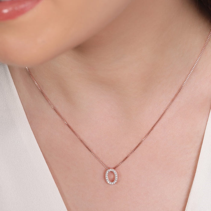 Radiant Oval Rose Gold Plated 925 Sterling Silver Pendant
