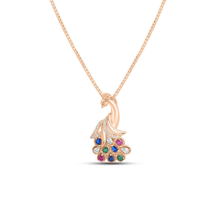 Radiant Peacock Rose Gold Plated 925 Sterling Silver Jewellery Set