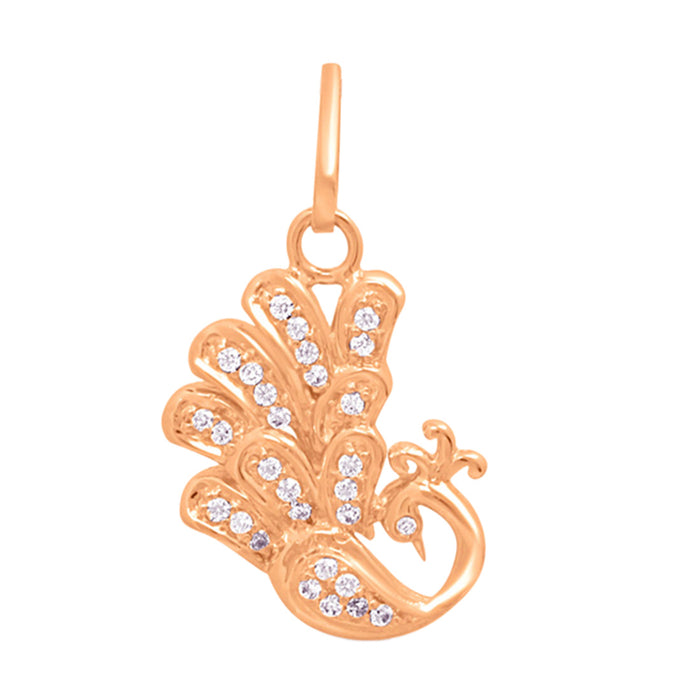 Radiant Peacock Rose Gold-Plated 925 Sterling Silver Pendant