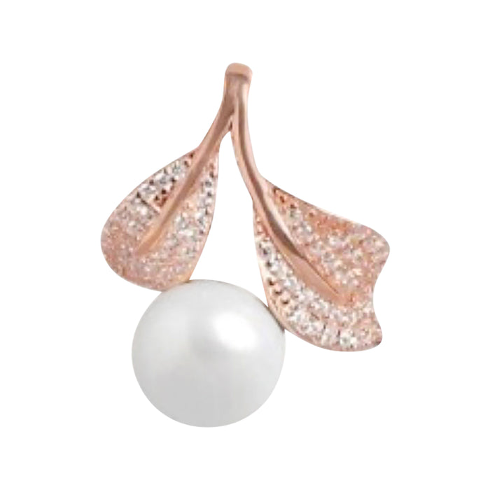 Radiant Pearl Elegance Rose Gold-Plated CZ 925 Sterling Silver Pendant with Chain