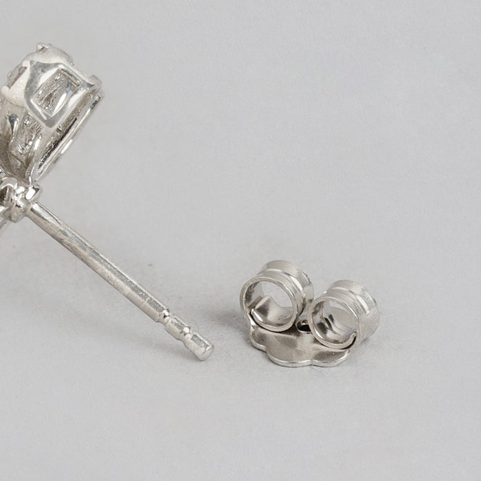 Radiant Petal Rhodium-Plated 925 Sterling Silver Stud Earrings