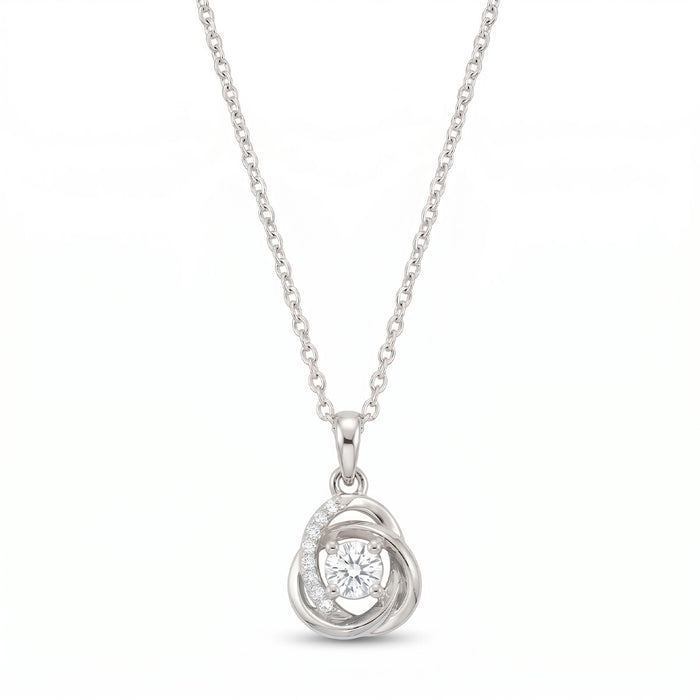 Radiant Reflections 925 Sterling Silver Rhodium Plated Pendant with Link Chain
