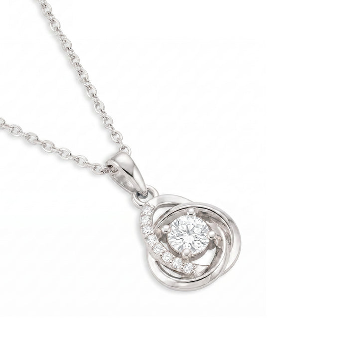 Radiant Reflections 925 Sterling Silver Rhodium Plated Pendant with Link Chain