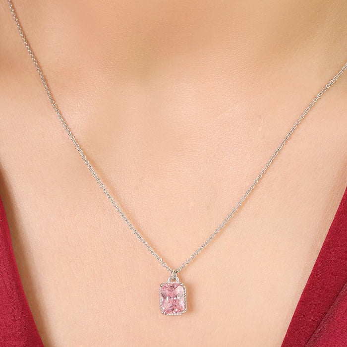 Radiant Reflections 925 Sterling Silver Rhodium-Plated Rectangle Necklace