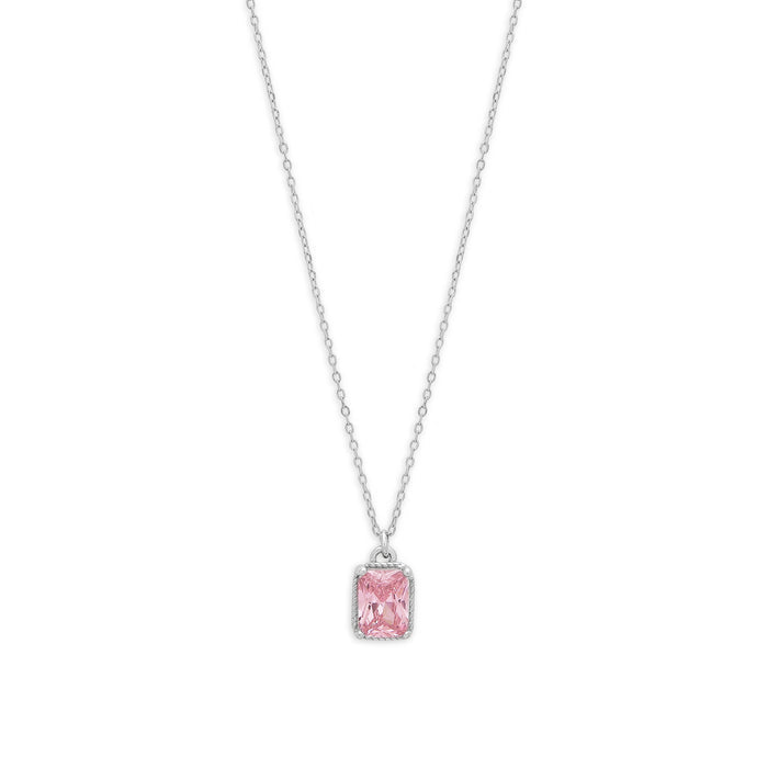 Radiant Reflections 925 Sterling Silver Rhodium-Plated Rectangle Necklace
