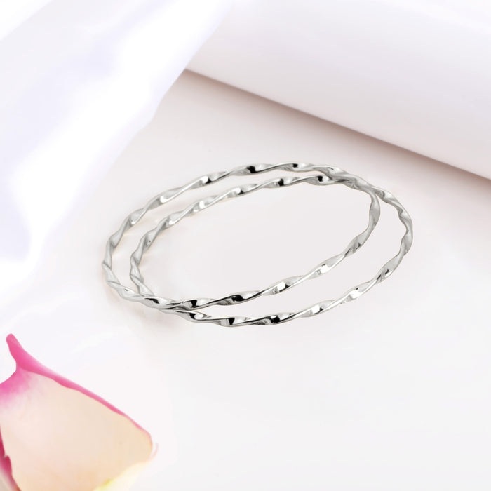 Radiant Reflections Rhodium Plated 925 Silver Bangle