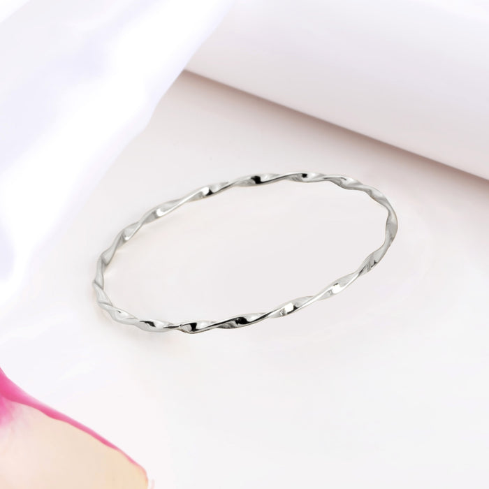 Radiant Reflections Rhodium Plated 925 Silver Bangle