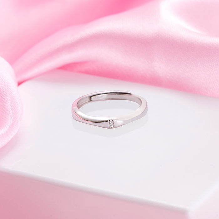 Radiant Reflections Rhodium-Plated 925 Sterling Silver Ring For Him (Adjustable)