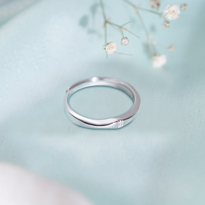 Radiant Reflections Rhodium-Plated 925 Sterling Silver Ring For Him (Adjustable)