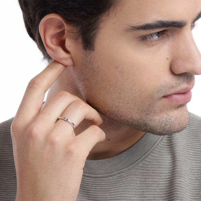 Radiant Reflections Rhodium-Plated 925 Sterling Silver Ring For Him (Adjustable)