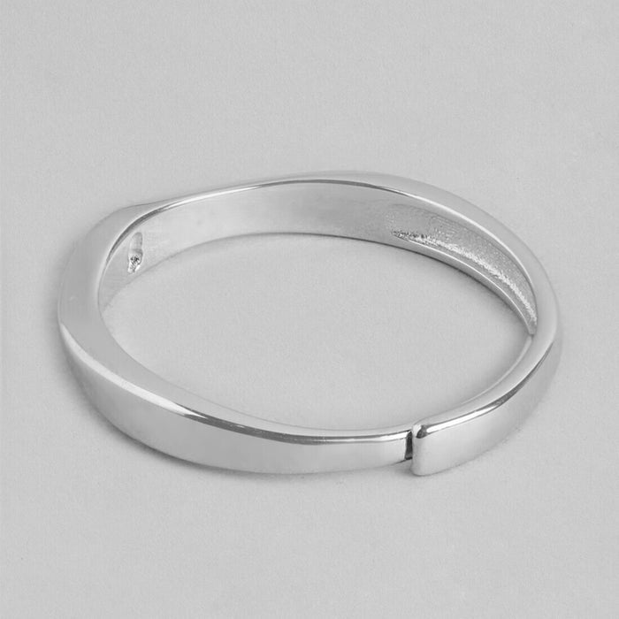 Radiant Reflections Rhodium-Plated 925 Sterling Silver Ring For Him (Adjustable)