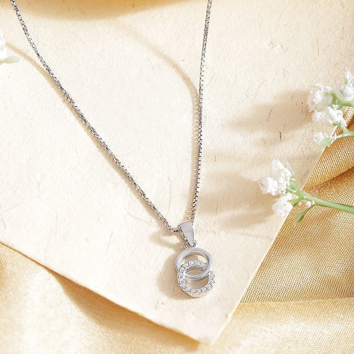Radiant Revolve CZ Rhodium-Plated 925 Sterling Silver Pendant with Chain