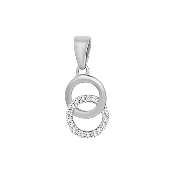 Radiant Revolve CZ Rhodium-Plated 925 Sterling Silver Pendant with Chain