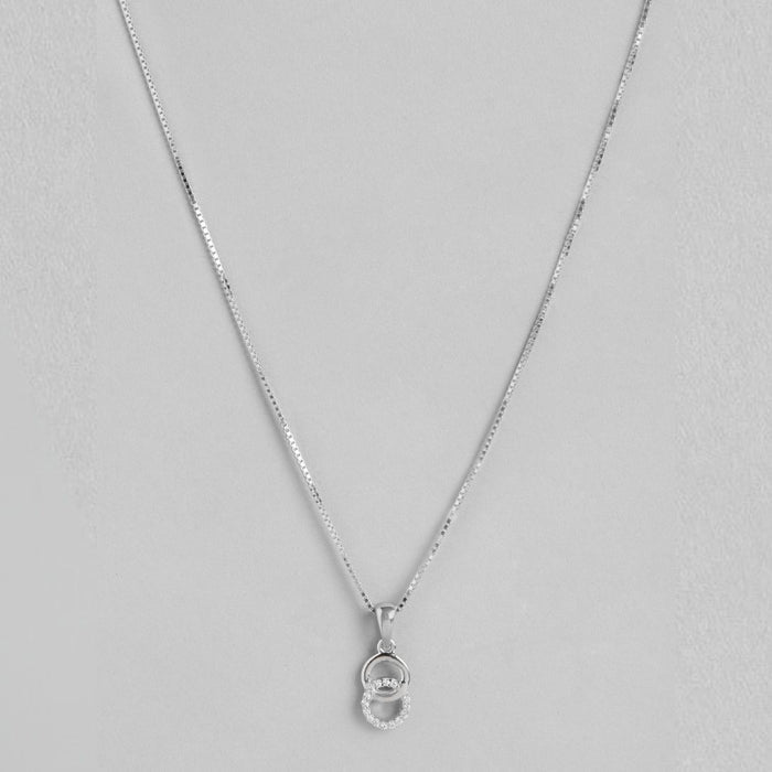 Radiant Revolve CZ Rhodium-Plated 925 Sterling Silver Pendant with Chain