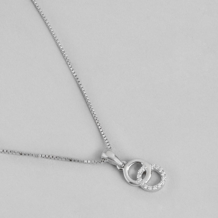 Radiant Revolve CZ Rhodium-Plated 925 Sterling Silver Pendant with Chain
