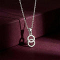 Radiant Revolve CZ Rhodium-Plated 925 Sterling Silver Pendant with Link Chain