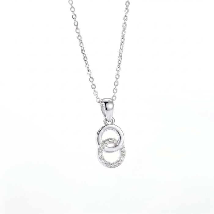 Radiant Revolve CZ Rhodium-Plated 925 Sterling Silver Pendant with Link Chain
