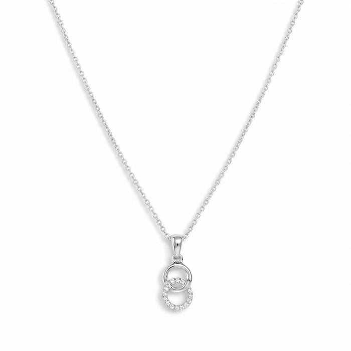 Radiant Revolve CZ Rhodium-Plated 925 Sterling Silver Pendant with Link Chain