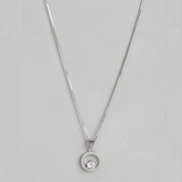 Radiant Rhodium Circle of Sparkle CZ 925 Sterling Silver Pendant with Chain