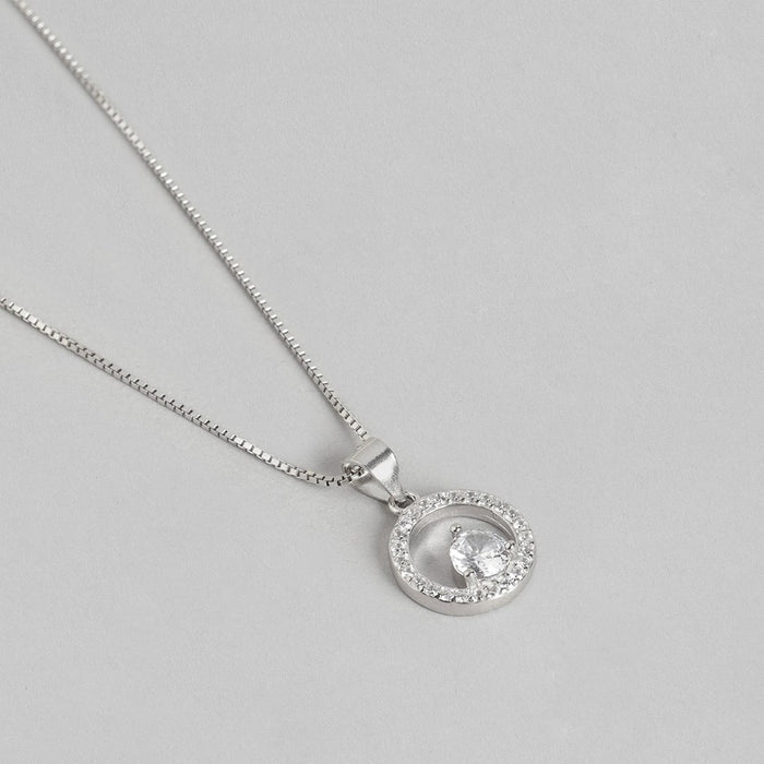 Radiant Rhodium Circle of Sparkle CZ 925 Sterling Silver Pendant with Chain
