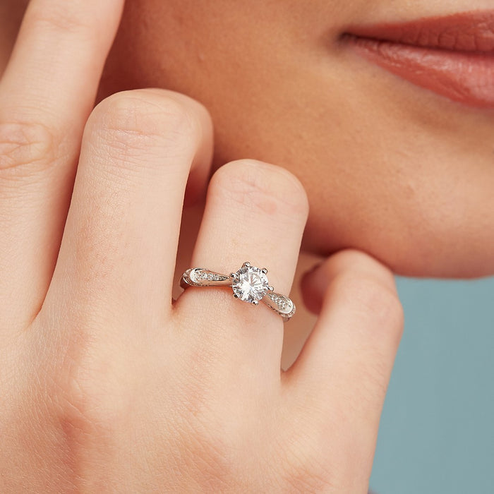 Radiant Rhodium Delight Solitaire-Adorned 925 Sterling Silver Ring (Adjustable)
