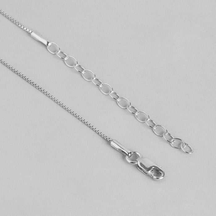 Radiant Rhodium Elegance CZ Sterling Silver Drop Pendant with Chain
