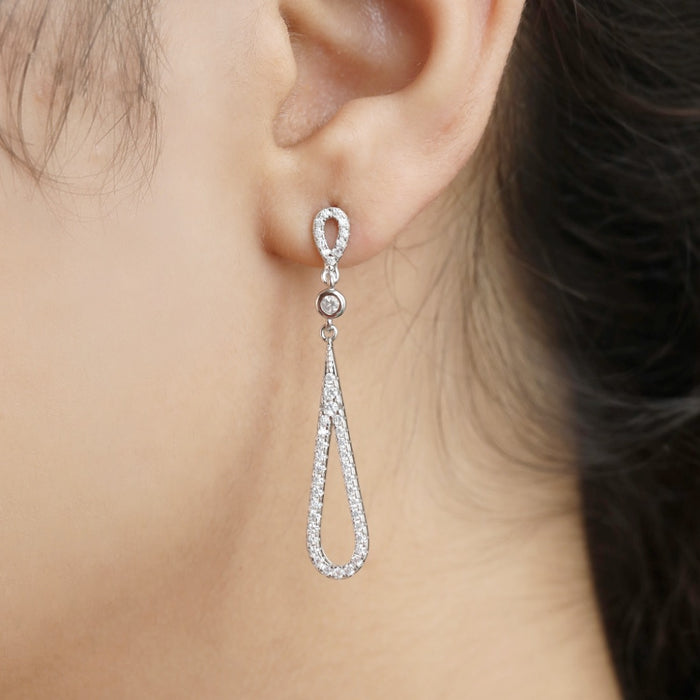 Radiant Rhodium Sparkle Cubic Zirconia 925 Sterling Silver Women's Earrings