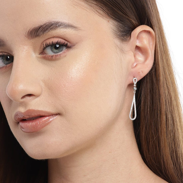 Radiant Rhodium Sparkle Cubic Zirconia 925 Sterling Silver Women's Earrings