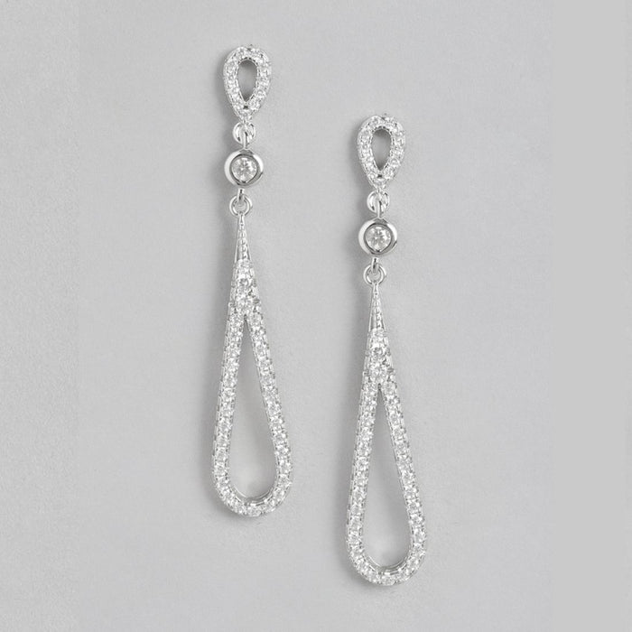 Radiant Rhodium Sparkle Cubic Zirconia 925 Sterling Silver Women's Earrings