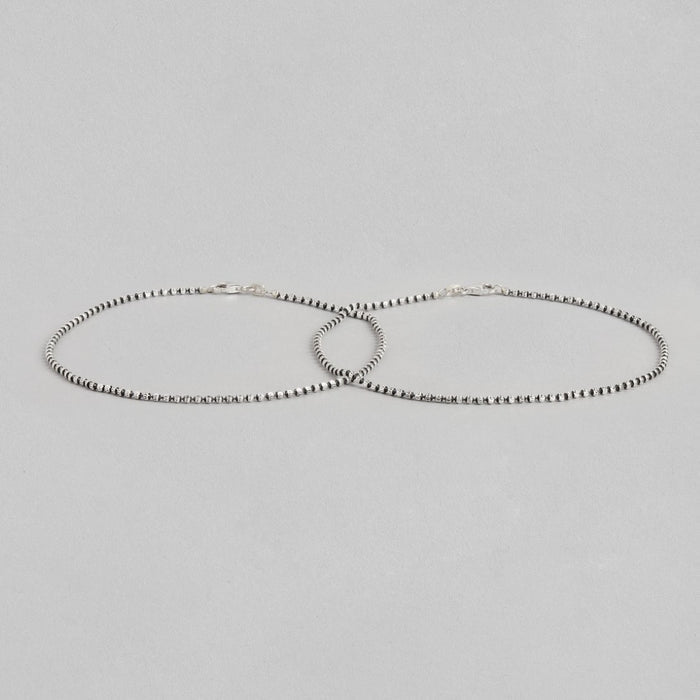 Radiant Rhythm Rhodium-Plated 925 Sterling Silver Beads Chain Anklet