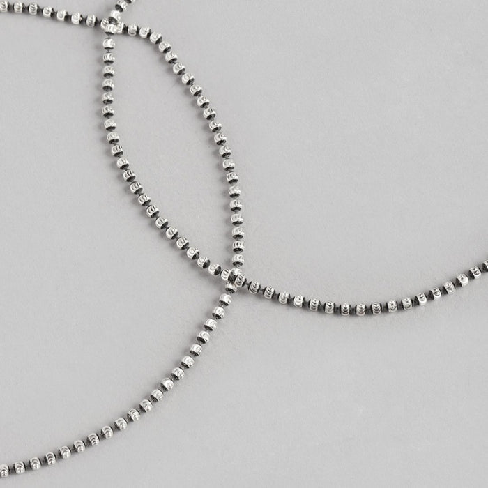 Radiant Rhythm Rhodium-Plated 925 Sterling Silver Beads Chain Anklet