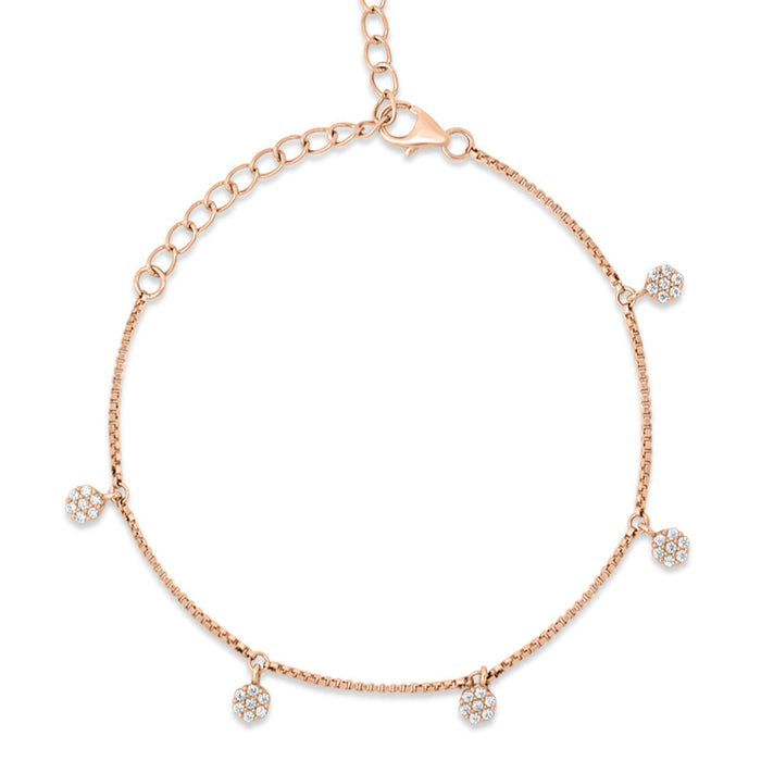 Women's rose gold-plated 925 Sterling Silver bracelet with dangling cubic zirconia charms – Zavya