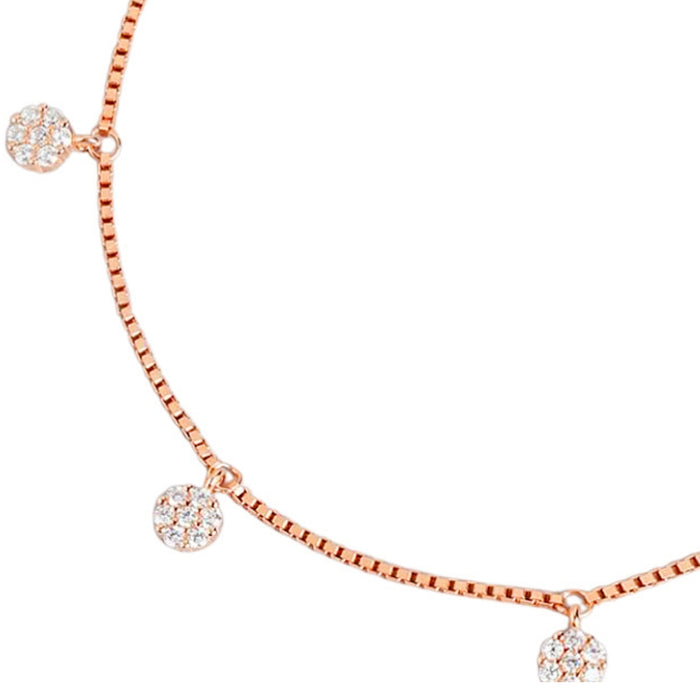 Rose gold-plated 925 Sterling Silver women's bracelet with dangling cubic zirconia charms – Zavya