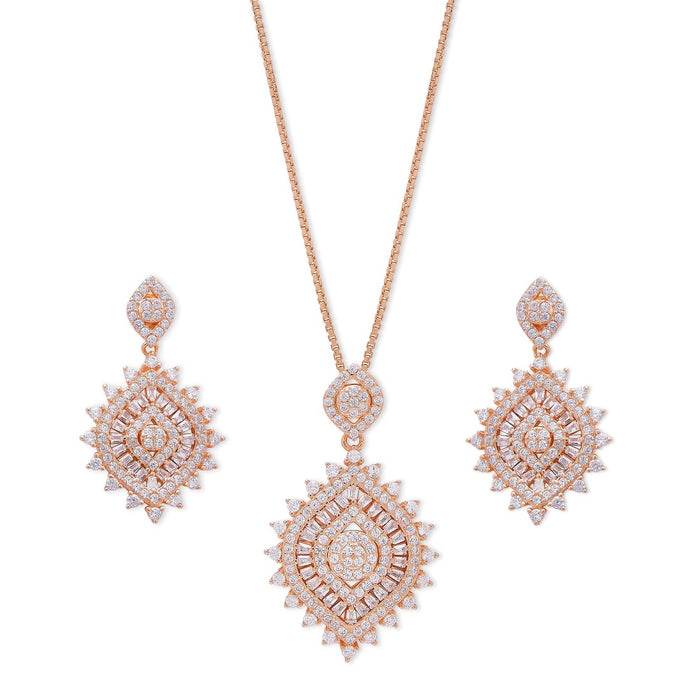 Radiant Rose Bliss 925 Sterling Silver Rose Gold-Plated Jewelry Set