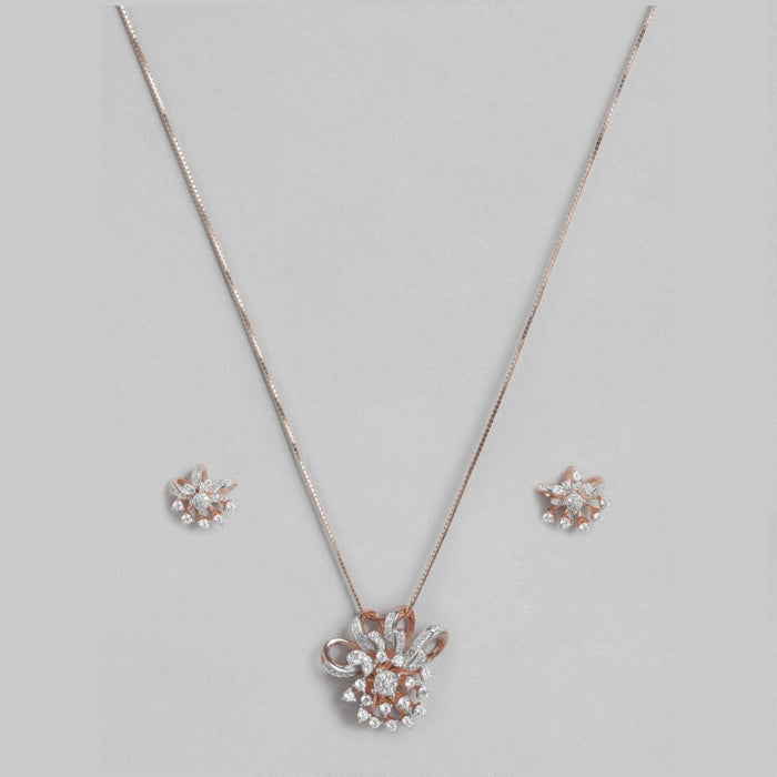 Radiant Rose Cubic Zirconia 925 Sterling Silver Jewelry Set