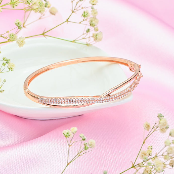925 Sterling Silver Radiant Rose Gold 925 Sterling Silver Bracelet with Cubic Zirconia for Women – Zavya