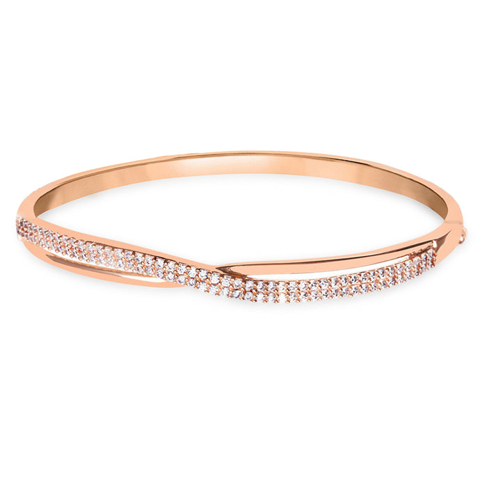 Radiant rose gold 925 Sterling Silver bracelet for women with overlapping cubic zirconia – Zavya