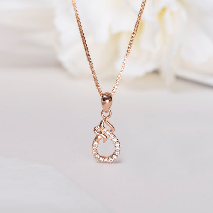 Radiant Rose Gold Abstract Artistry 925 Sterling Silver Pendant with Chain