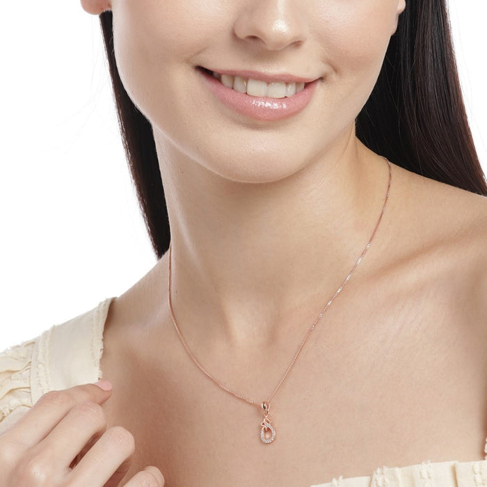 Radiant Rose Gold Abstract Artistry 925 Sterling Silver Pendant with Chain