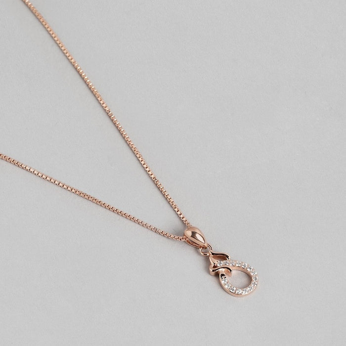 Radiant Rose Gold Abstract Artistry 925 Sterling Silver Pendant with Chain