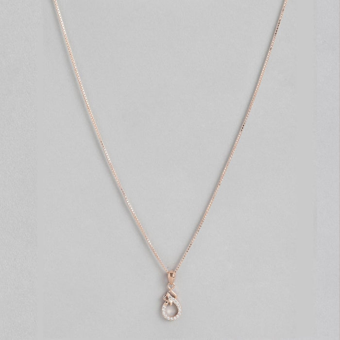 Radiant Rose Gold Abstract Artistry 925 Sterling Silver Pendant with Chain