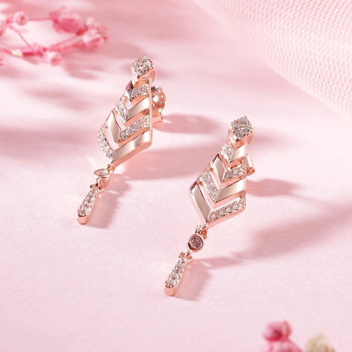 Radiant Rose Gold Allure Cubic Zirconia 925 Sterling Silver Earrings