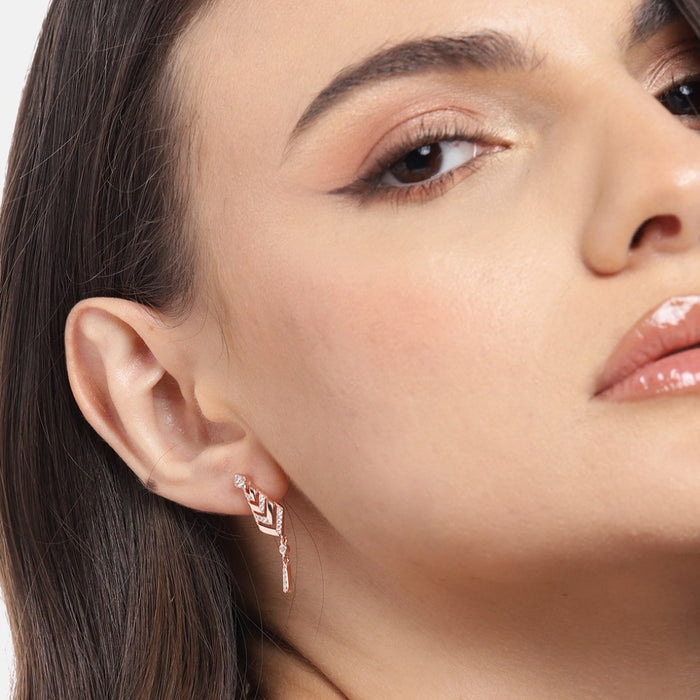 Radiant Rose Gold Allure Cubic Zirconia 925 Sterling Silver Earrings