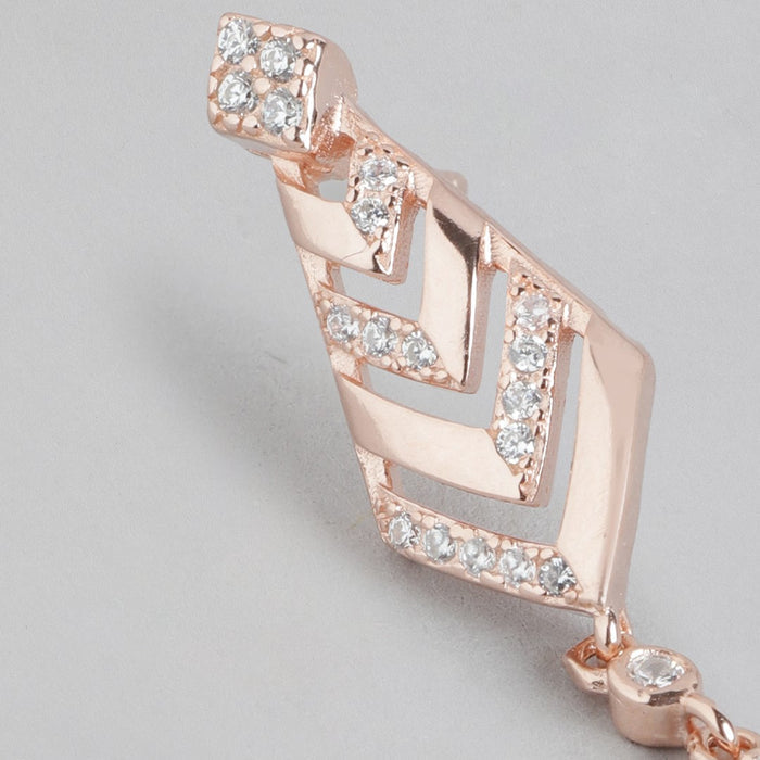 Radiant Rose Gold Allure Cubic Zirconia 925 Sterling Silver Earrings