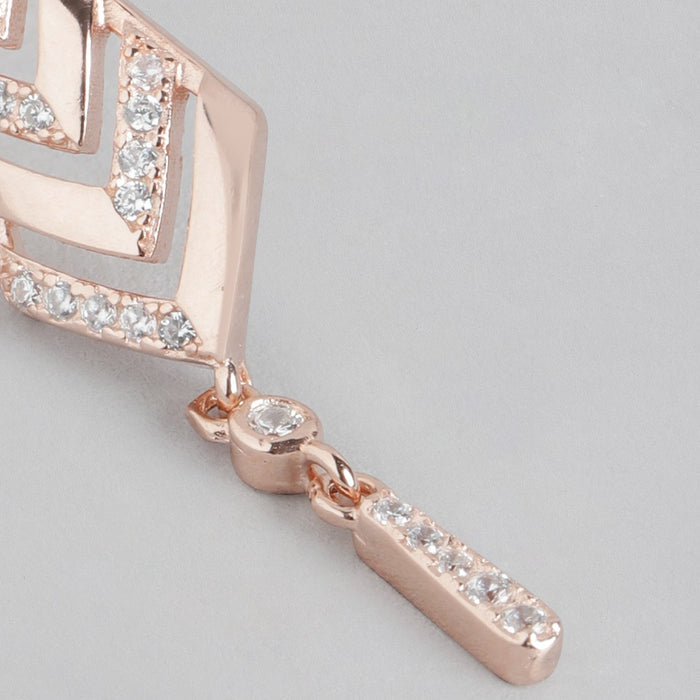 Radiant Rose Gold Allure Cubic Zirconia 925 Sterling Silver Earrings