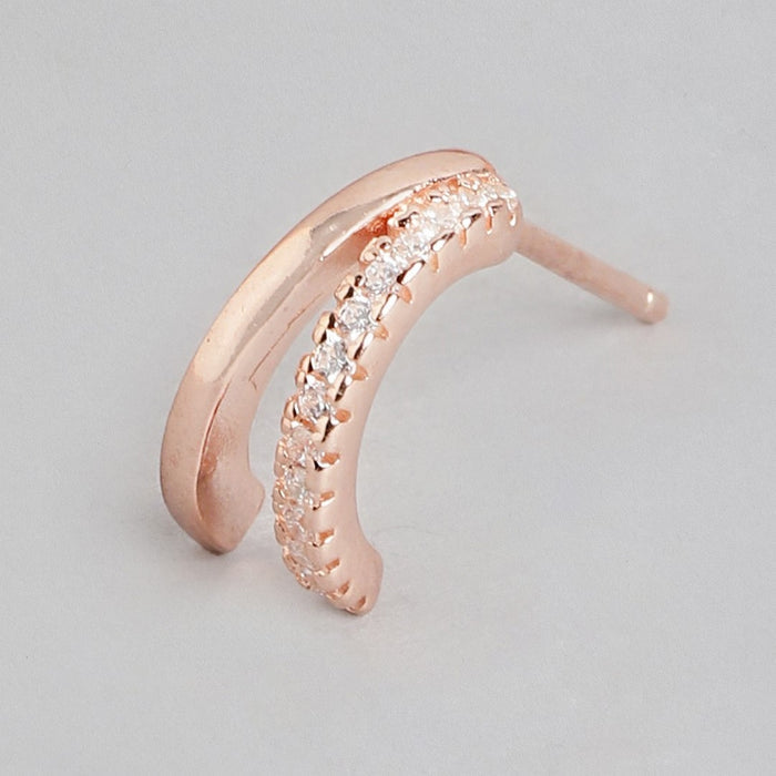 Radiant Rose Gold Allure One-Line CZ 925 Sterling Silver Earrings