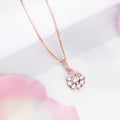 Radiant Rose Gold Blooming Blossom CZ Sterling Silver Pendant with Chain